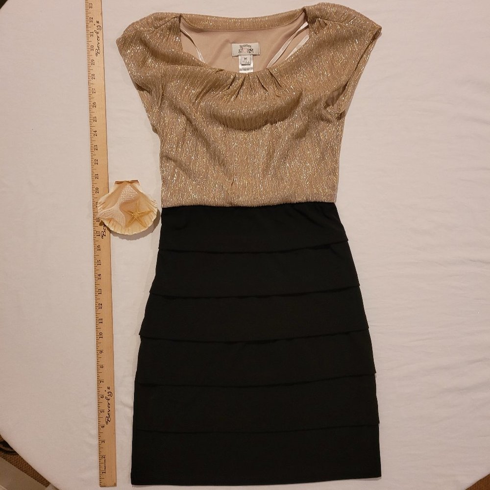 1 Gold & Black Ruffled Dress by Sweet Storm
